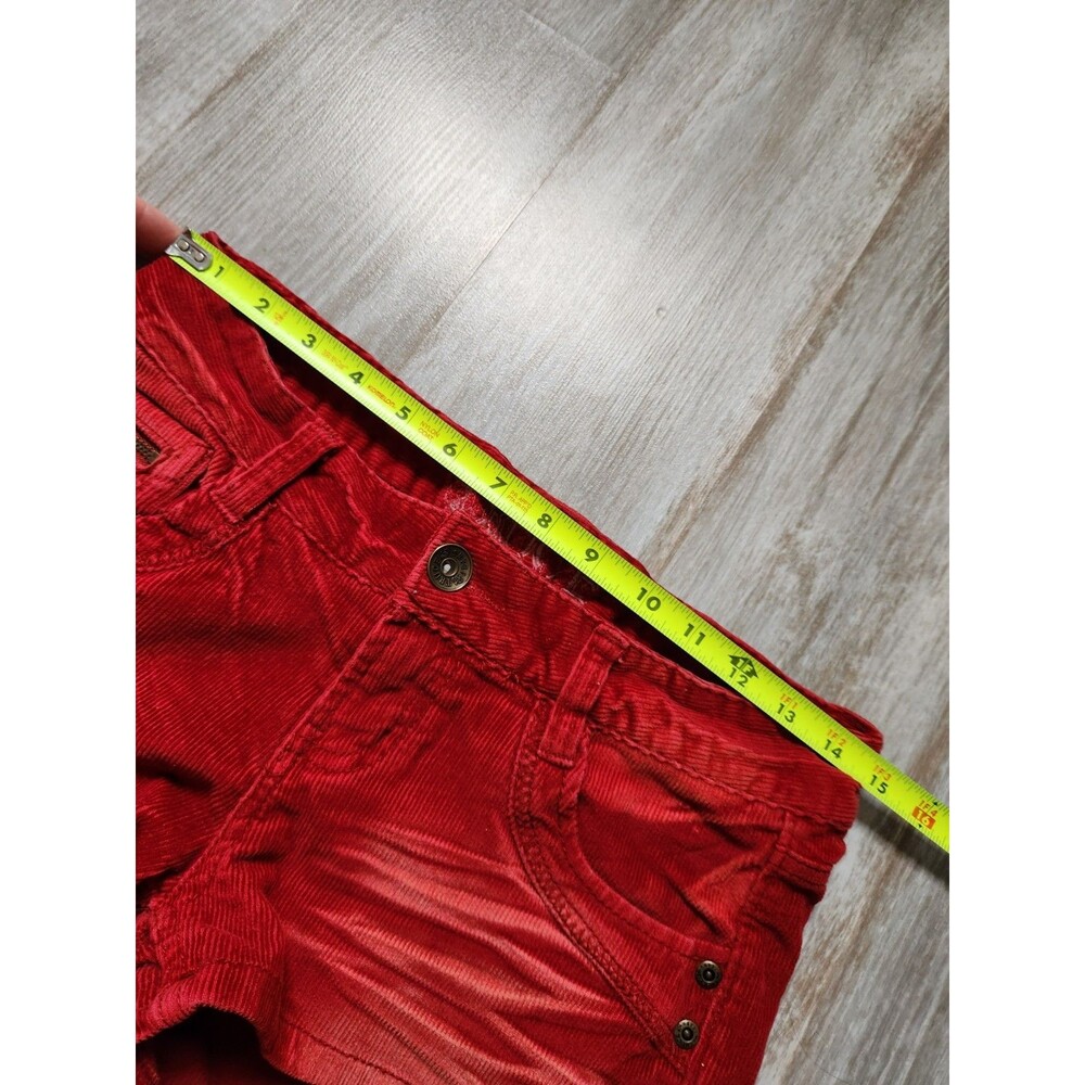 VTG Y2K Truce Red Corduroy Low Rise Shorts Distressed Zip Pocket Stretch S EUC - Picture 6 of 9